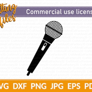 Microphone SVG. Music Cutting File. Vintage Cut File. Instant Download. SVG, DXF for Cricut, Silhouette