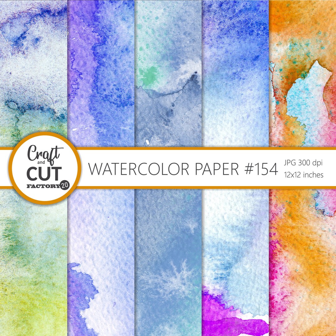 Set of 5. Watercolor Digital Paper #154. Watercolor Textures ...