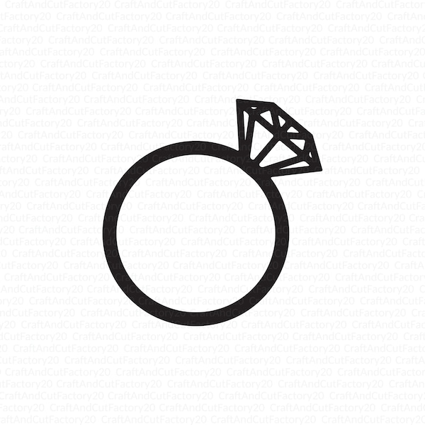 Diamond Ring SVG. Wedding ring Cutting File. Cut File. Engagement Ring Silhouette. Instant Download. SVG, DXF for Cricut, Silhouette