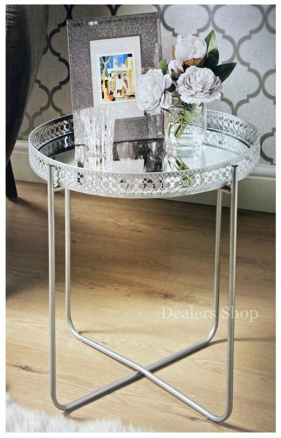 Silver Tray Table With Mirrored Glass Top Coffee - Silver Tray Top Coffee Table Silver Tray Table With Mirrored Glass Top Coffee - Silver Tray Top Coffee Table