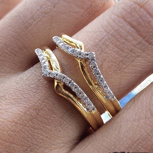 Moissanite curved enhancer wedding band antique diamond stacking band antique matching ring jacket vintage promise anniversary ring