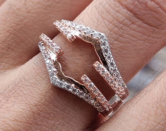 Diamond Band Enhancer Ring, White Gold Over Guard Band, Anniversary Ring, Engagement Ring Enhancer, Solitaire Enhancer, Cluster Ring
