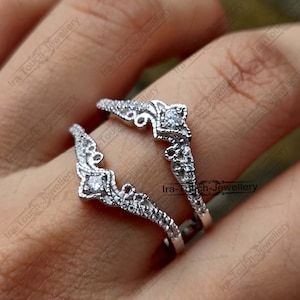 Diamond Band Enhancer Ring, White Gold Over Guard Band, Anniversary Ring, Engagement Ring Enhancer, Solitaire Enhancer, Women Enhancer Ring
