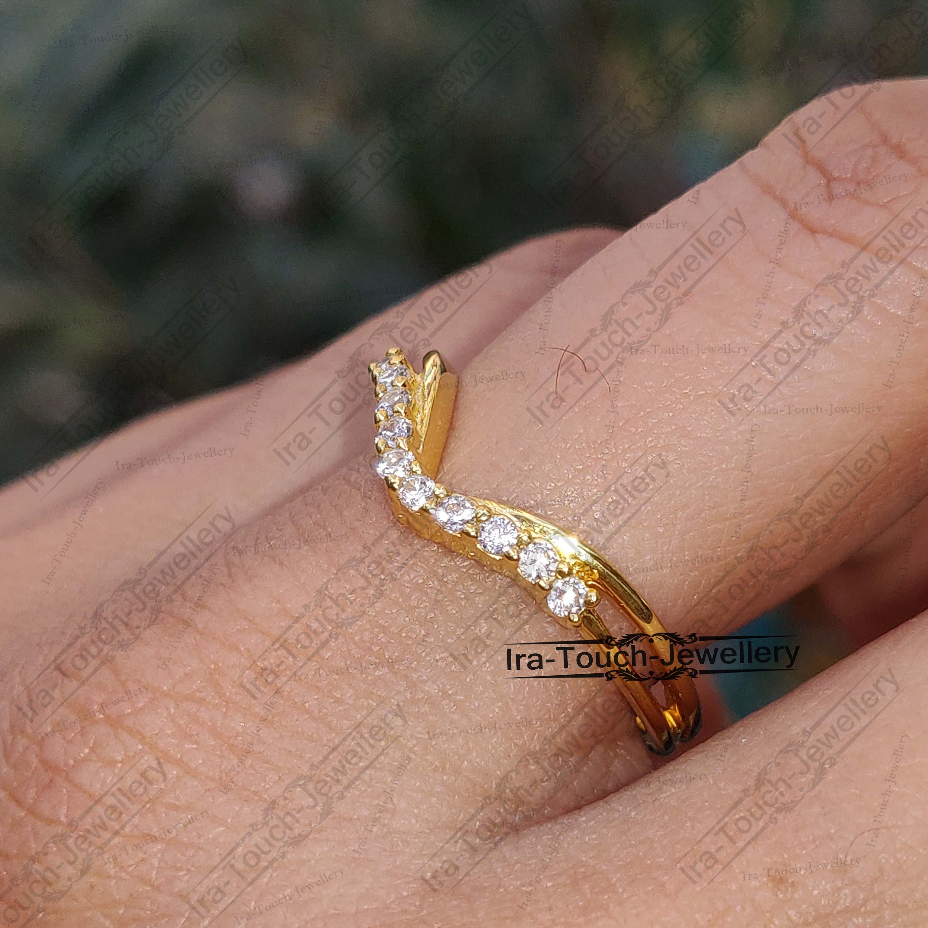 Solid 14k Yellow Gold Half Eternity Ring Engagement Ring Stacking ...
