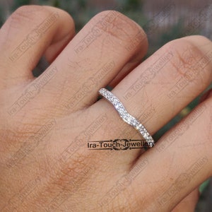 bague de fiançailles demi-éternité en or blanc empilage bague anniversaire assortie pour femme bague de mariage CZ Diamond incurvée bague femme