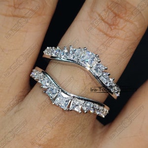 Diamond Band Enhancer Ring, White Gold Over Guard Band, Anniversary Ring, Engagement Ring Enhancer, Solitaire Enhancer, Women Enhancer Ring