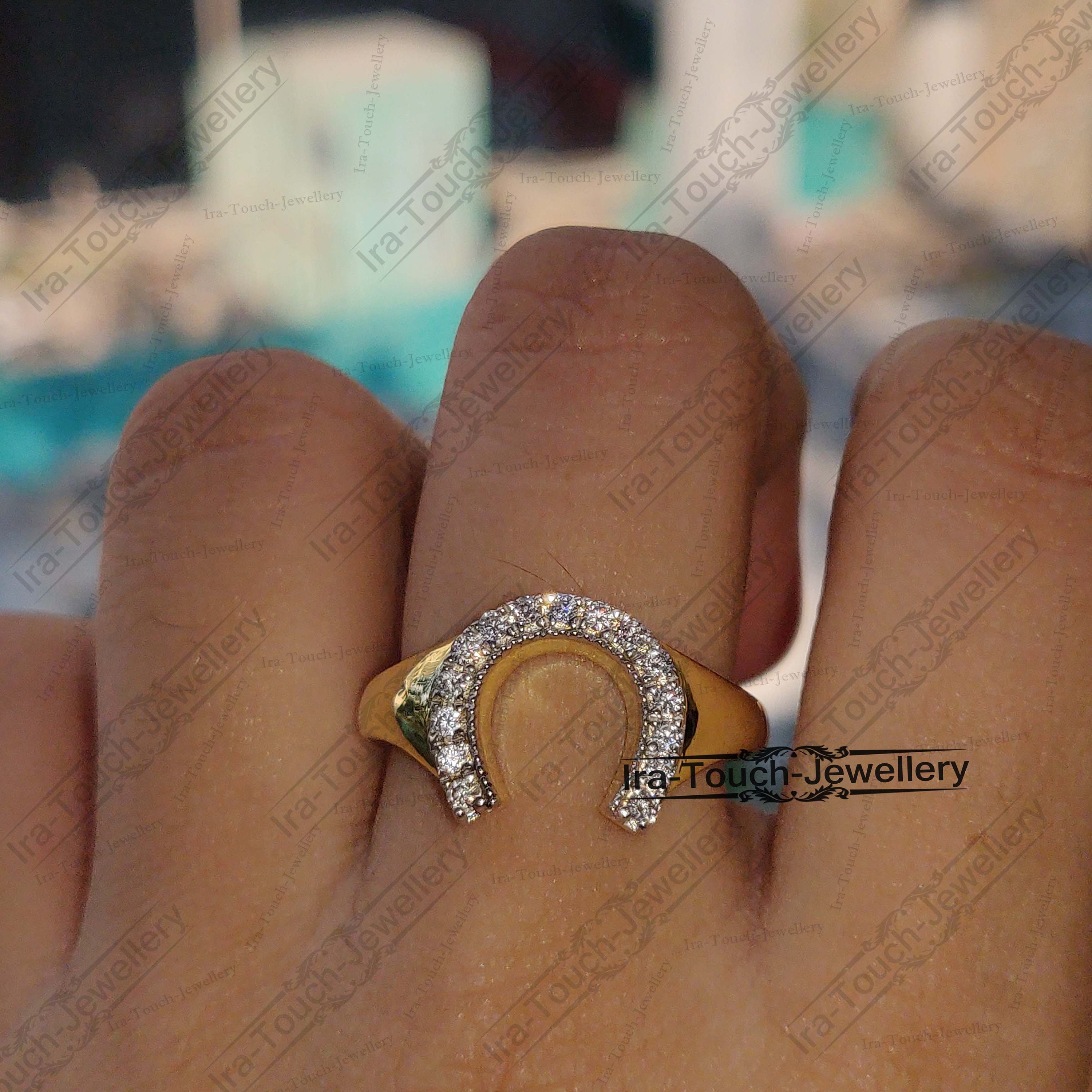 Vintage Diamond Horseshoe Ring Retro 14k Yellow Gold Good | Etsy