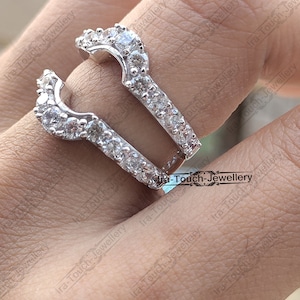 14K White Gold Over Enhancer Guard Ring,Diamond Insert Ring Guard Anniversary Ring, Engagement Ring Enhancer,Mothers Day Gift Idea,Handmade.
