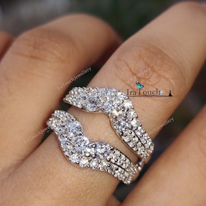Diamond Band Enhancer Ring, White Gold Over Guard Band, Anniversary Ring, Engagement Ring Enhancer, Solitaire Enhancer, Cluster Ring