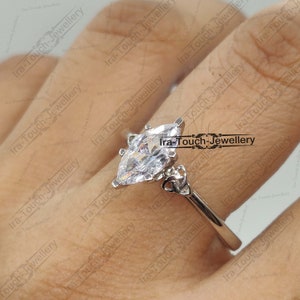1 Ct Marquise Cut Simulated Diamond Ring Engagement Ring Wedding Ring Women Ring 14K White Gold Ring Bridal Ring, Solitaire Ring