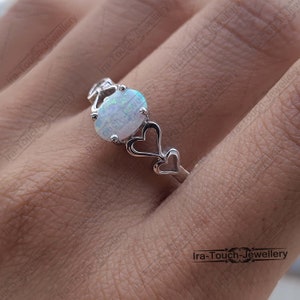 Delicate Opal Ring by Caitlyn Minimalist • Dainty Birthstone Ring • Minimalist Gemstone Ring • Celestial Jewelry • Birthday Gift •
