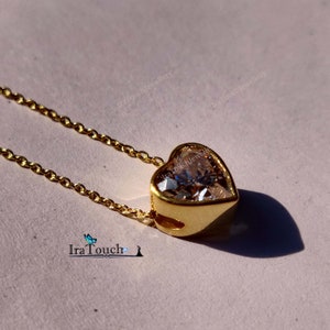 Heart Moissanite Diamond Necklace, Diamond Solitaire Necklace, Heart Necklace, Minimalist Necklace, Diamond Necklace, Heart Pendant Necklace