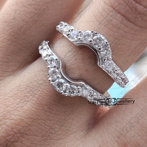 Diamond Band Enhancer Ring, White Gold Over Guard Band, Anniversary Ring, Engagement Ring Enhancer, Solitaire Enhancer, Women Enhancer Ring