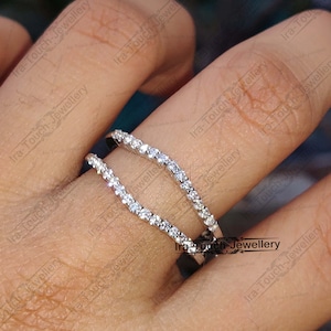 CZ Diamond Band Enhancer Ring, White Gold Over Guard Band, Anniversary Ring, Engagement Ring Enhancer, Solitaire Enhancer