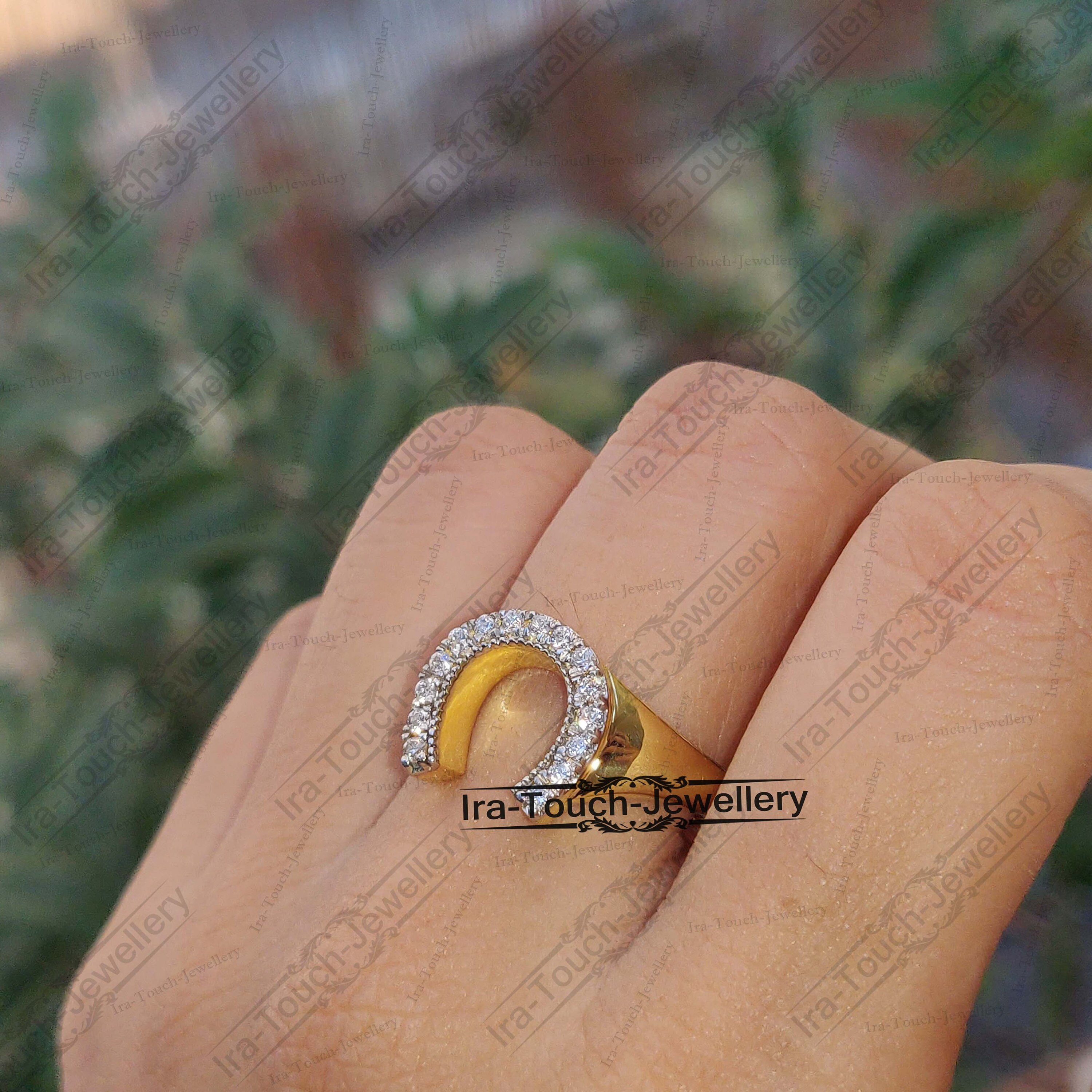 Vintage Diamond Horseshoe Ring Retro 14k Yellow Gold Good - Etsy