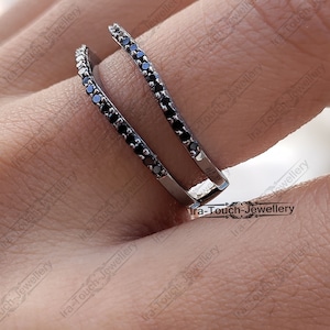 925 Silver Curved Enhancer-Guard Engagement Ring-Authentic Round Cut  Ring, Enhancer Minimal Art Deco Ring,Women's Trendy Diamond Jwellery.