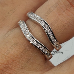 Weißgold Schutzband, runder Diamant-Band-Enhancer-Ring, Weißgold-Schutzband, Jubiläumsring, Verlobungsring-Enhancer, Solitär-Enhancer,