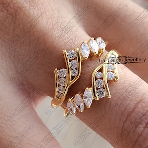 Diamond Band Enhancer Ring, Yellow Gold Over Guard Band, Anniversary Ring, Engagement Ring Enhancer, Unique Enhancer, Women Enhancer Ring