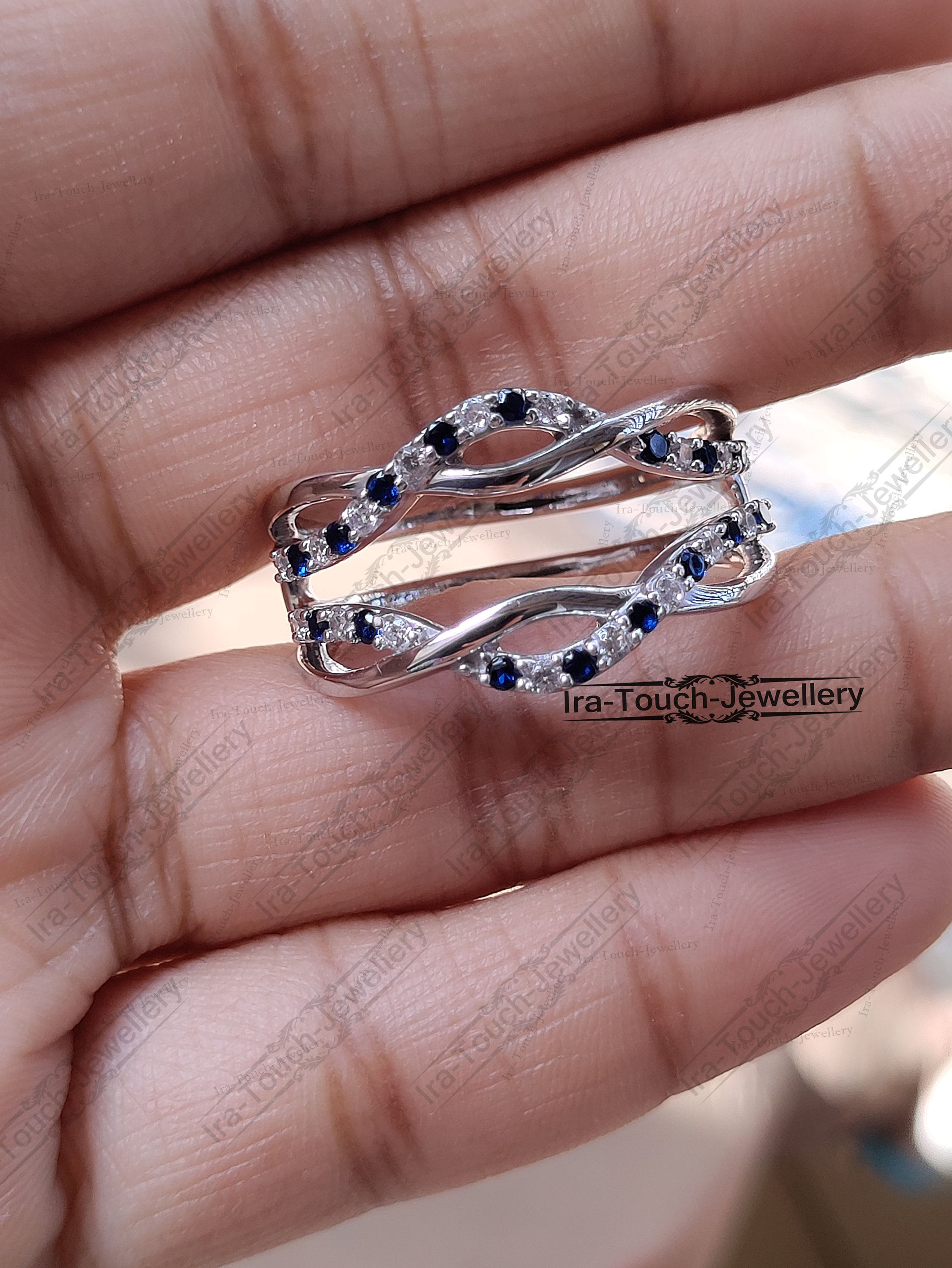 Sapphire Enhancer Wedding Band Unique Ring,vintage Anniversary Enhancer ...
