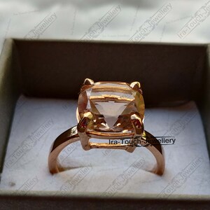 2.00 Ct Cushion Cut Morganite Diamond Ring Engagement Ring Wedding Ring Women Ring 14K Rose Gold Ring Bridal Ring, Solitaire Ring