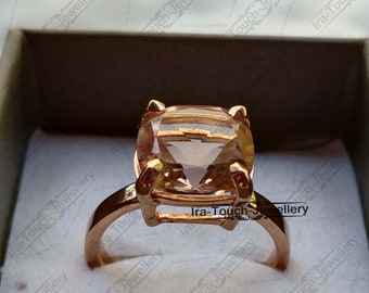 2.00 Ct Cushion Cut Morganite Diamond Ring Engagement Ring Wedding Ring Women Ring 14K Rose Gold Ring Bridal Ring, Solitaire Ring
