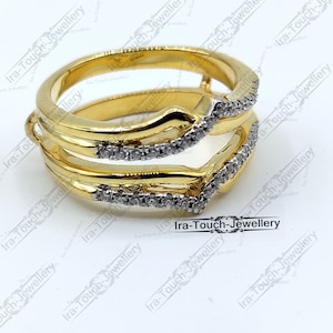 Round Cut Diamond Enhancer Ring,14K Yellow Gold Guard,Stunning Engagement Ring Enhancer ,Gift For Wife,Women's Trendy Diamond Jwellery.