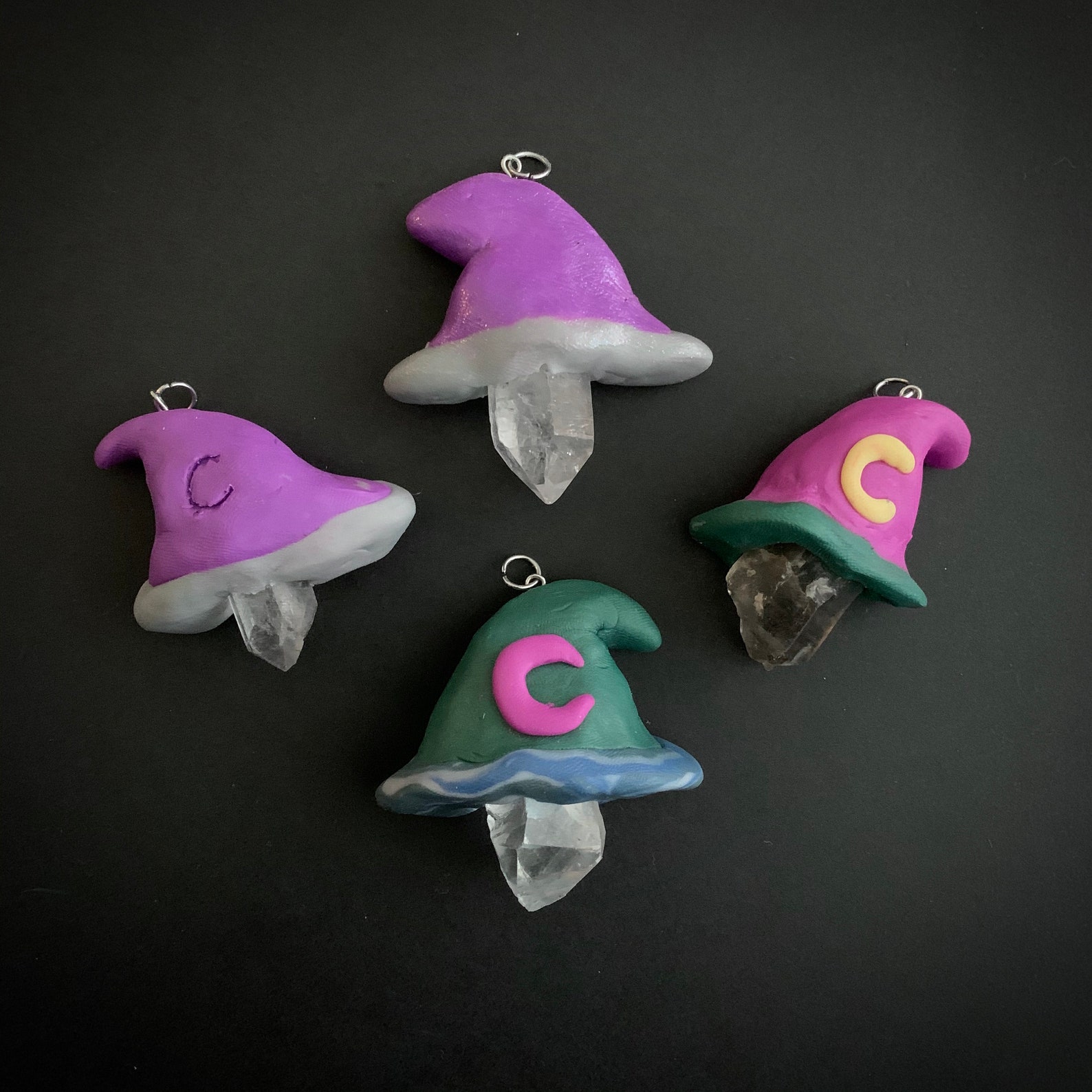 Polymer Clay Witch Hat Crystal Pendant Etsy