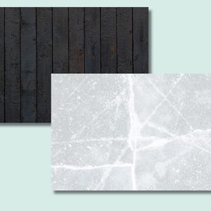 Double Sided Photography Backdrop: Burnt Wood & Ice Flatlay