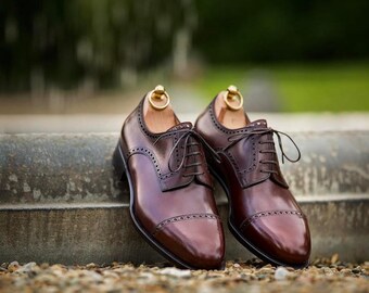 Handmade Leather Patina Shaded Brogue Dress Shoes for - Etsy