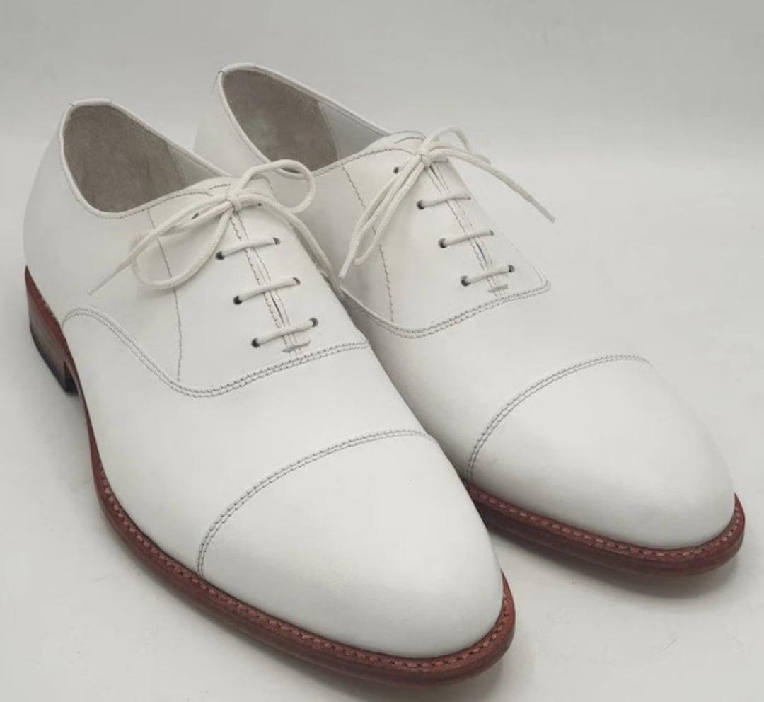 Men's Handmade White Leather Dress Shoes Men's Oxford Etsy