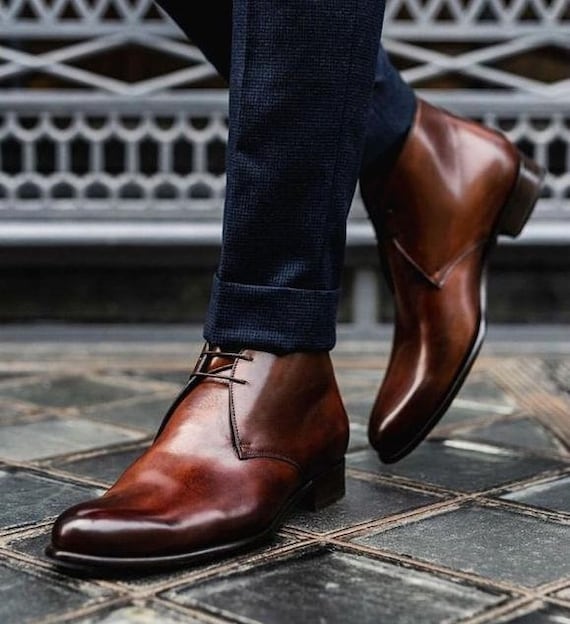dart Hindre foretrækkes Handmade Leather Patina Shaded Chukka Boots for Men's - Etsy