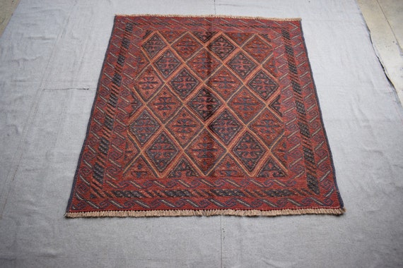 3'9x 3'10 ft  Size Stunning Mishwani Carpet Kilim Mixed Weave Herat Afghan Rug,Persian kilim rug
