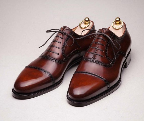 Handmade Leather Patina Shaded Brogue Dress Shoes for - Etsy