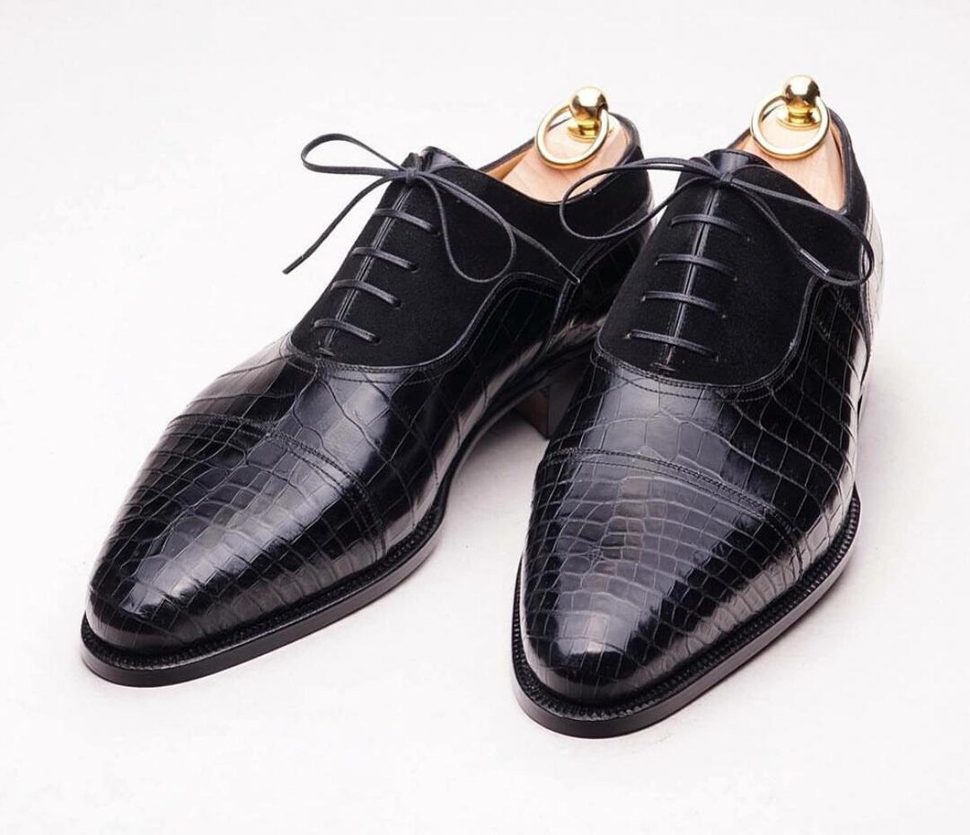 Handmade Alligator Embossed Leather & Suede Oxford Dress Shoes - Etsy