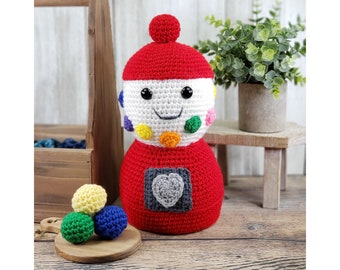 Crocheted Gumball Machine| Nostalgic | Gumball Guy| Amigurumi | Crochet |Home Decor| Soft Plushy Gumballs