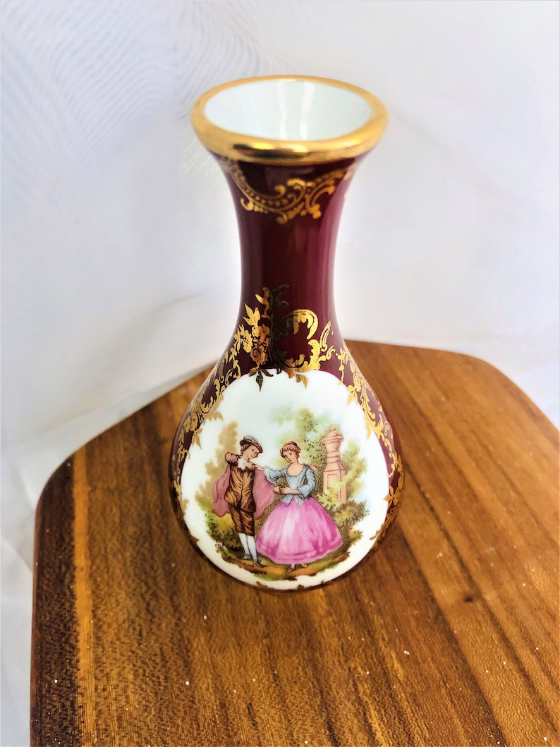 LIMOGES FRANCE Small Flower Vase Bordeaux Colored With Etsy