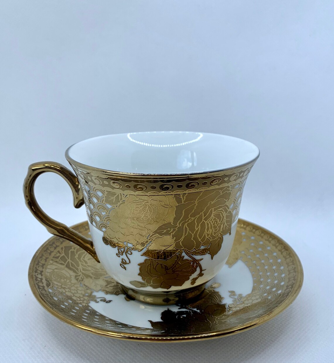 Golden Teacup and Saucer Gold Antique Tea Cup and Saucer Etsy