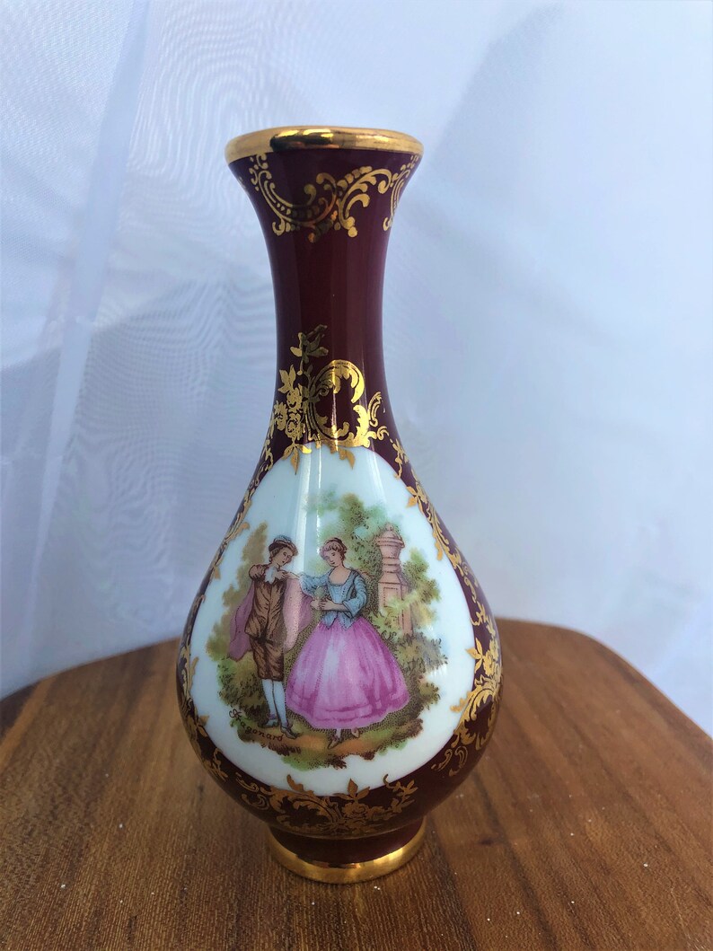 LIMOGES FRANCE Small Flower Vase Bordeaux colored with Etsy