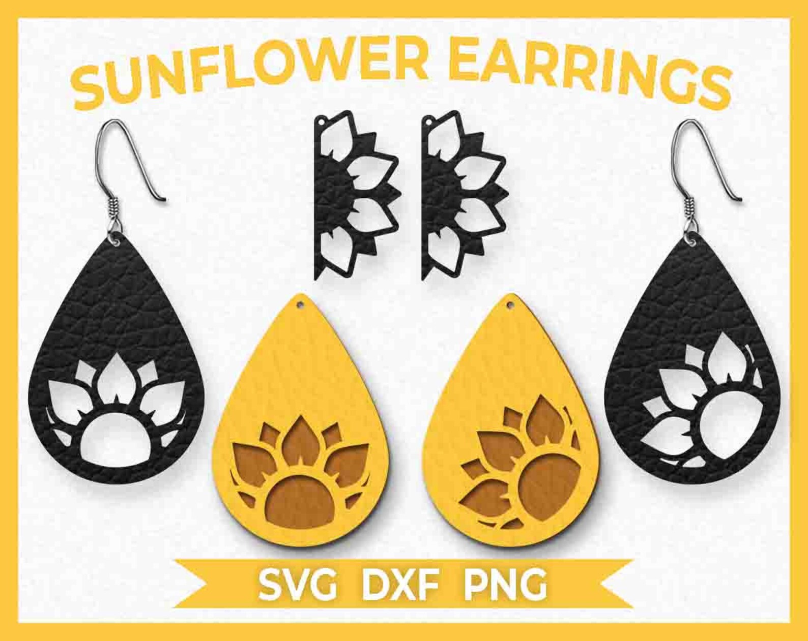 Sunflower Flower Earrings SVG Instant Download Cut File Etsy
