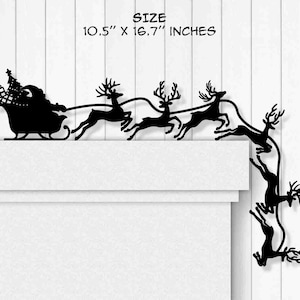 Weihnachts-Eckschild, Weihnachtsmann-Rentier-Dekor, Sofort-Download, SVG-Pdf-Dxf-Formate, Glowforge-Cut-Dateien (Svg), Laser-Cut-Dateien (Dxf)