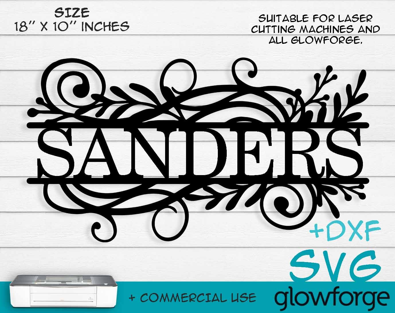 Glowforge SVG, Name Border, Leaf Leaves, Decor, Door Hanger, Cut File ...
