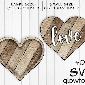 18 &#39;&#39; e 10,5 &#39;&#39; Shiplap Heart Love SVG, Glowforge SVG, arquivo cortado, download instantâneo, arquivos cortados a laser, placa de casa, decoração, presente