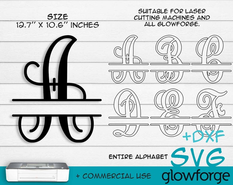 Download Monogram Total Alphabet Letter Glowforge SVG Door Hanger | Etsy