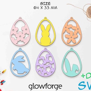 6 Easter Eggs, Bunny Flower, Easter Bundle, Glowforge SVG, DXF, Laser Cut Files, DIY, Easter, Egg, Eggs, Sign, Decor, Wood, Gift, Ornaments