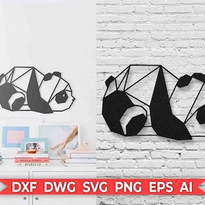 Panda Wall Decor Vector Lasergesneden sjabloon gesneden bestand Instant Download Dxf Svg Ai snijden sjabloon silhouet Home Wall Art geometrische dier