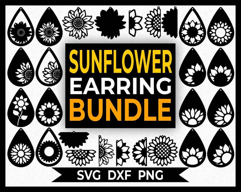 Download Sunflower Flower Earring Bundle SVG Instant Download All ...