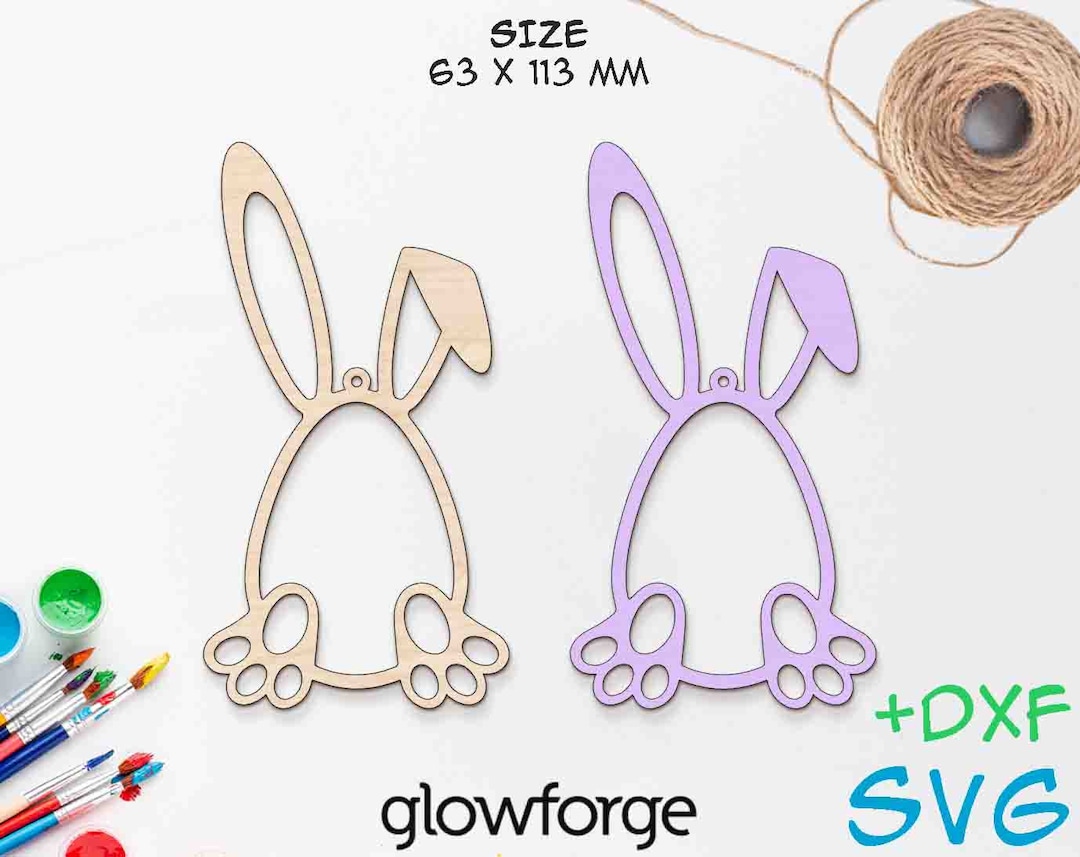 Bunny Ears and Feet, Easter Egg, Glowforge SVG, DXF, Laser Cut Files ...