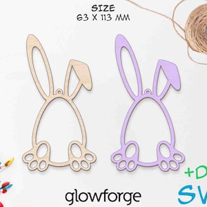 ウサギの耳と足、イースターエッグ、Glowforge SVG、DXF、レーザーカットファイル、DIY、イースター、ウサギの卵、看板、装飾、木材、ギフト、装飾品