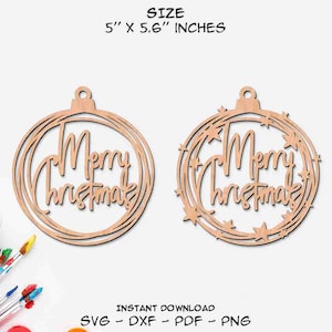 Joyeux Noël, Ornements de Noël, Circle Doodle Sketch Stars, Glowforge SVG, Laser Cut DXF, Téléchargement instantané, Fichiers coupés, Prêt à couper