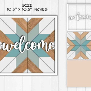 Bienvenue, Panneau en bois carré, Couette de grange, Téléchargement instantané, Formats Svg Pdf Dxf, Fichiers de découpe Glowforge (Svg), Fichiers de découpe laser (Dxf)